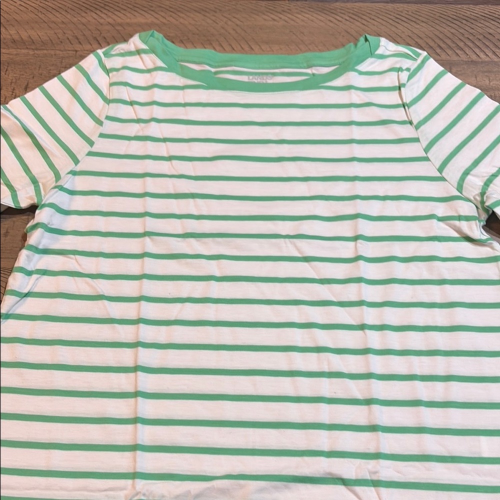 519 Lands' End Green and White Short Sleeve Tee